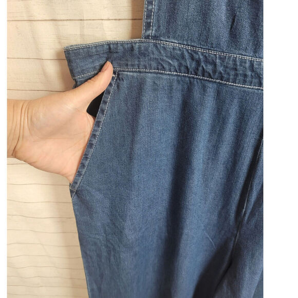 American Apparel Blue Denim Wide Leg Overalls,  sz XL - Picture 4 of 16